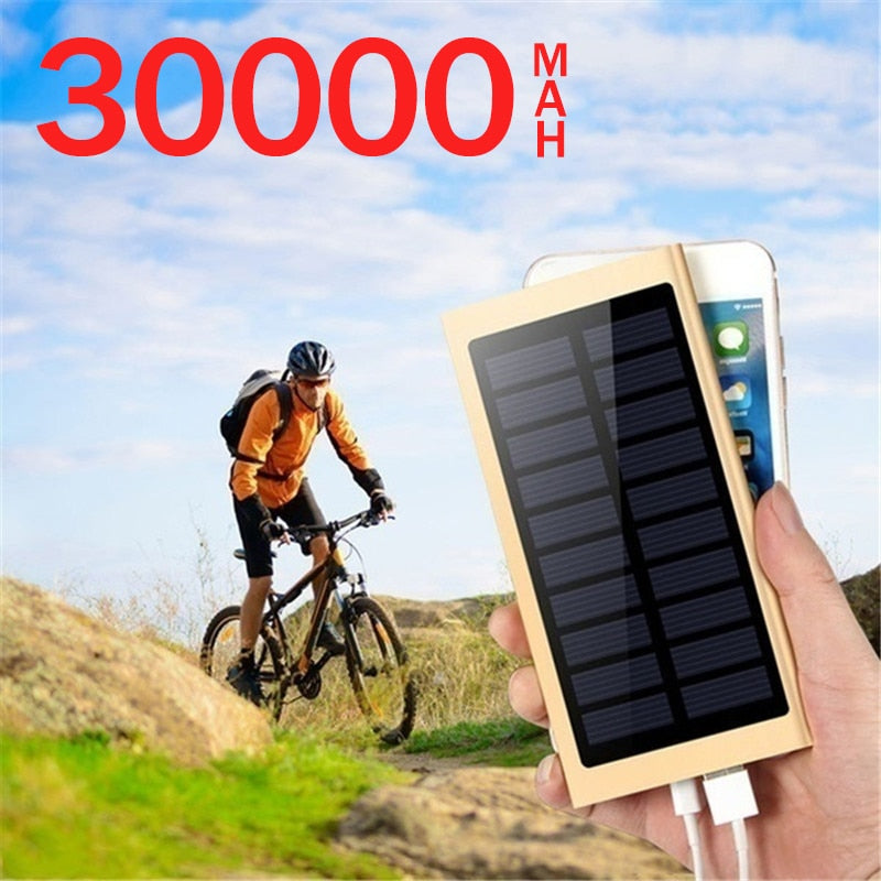 30000mAh Solar Power Bank Fast Charger powerbank With 2USB Digital Display Outdoor External Battery For Xiaomi Iphone Samsung