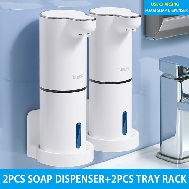 Automatic Foam Soap Dispensers Bathroom Smart Washing Hand Machine With USB Charging White High Quality ABS Material