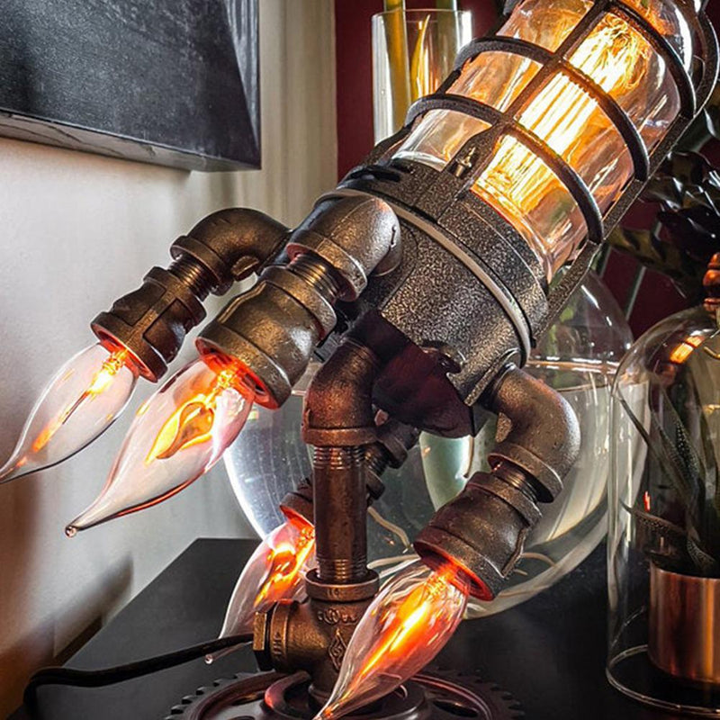 Vintage Steampunk Rocket Lamp Industrial