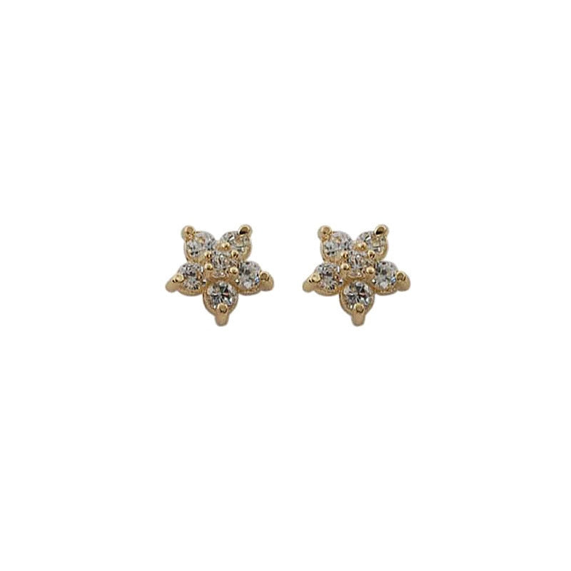 925 Sterling Silver Plated Or 14k Gold Plated Crystal Five-pointed Star Earrings