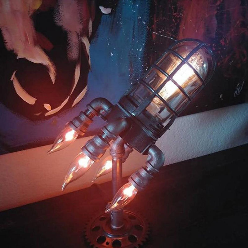 Vintage Steampunk Rocket Lamp Industrial