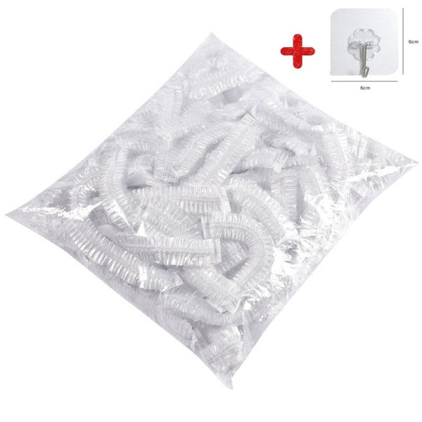 100pcs Disposable Food Cover Plastic Wrap Elastic Food Lids