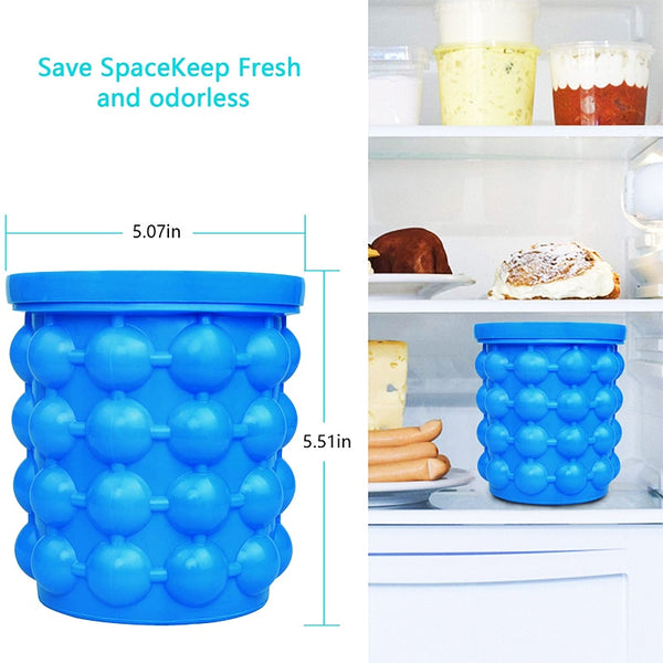 Portable 2 in 1 Silicone Ice Bucket Mold Maker
