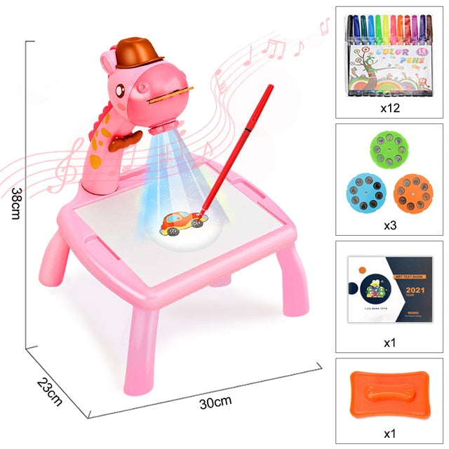 Children Led Projector Painting Art Drawing Table Light