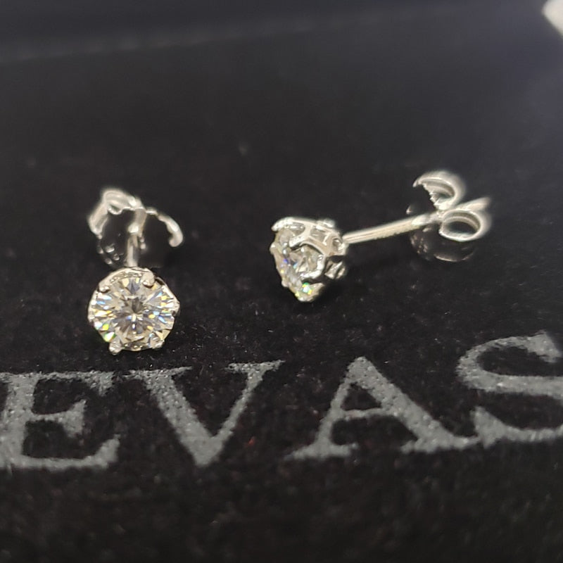 OEVAS Real 0.5 or 1 Carat D Color Moissanite Bridal Stud Earrings 100% 925 Sterling Silver