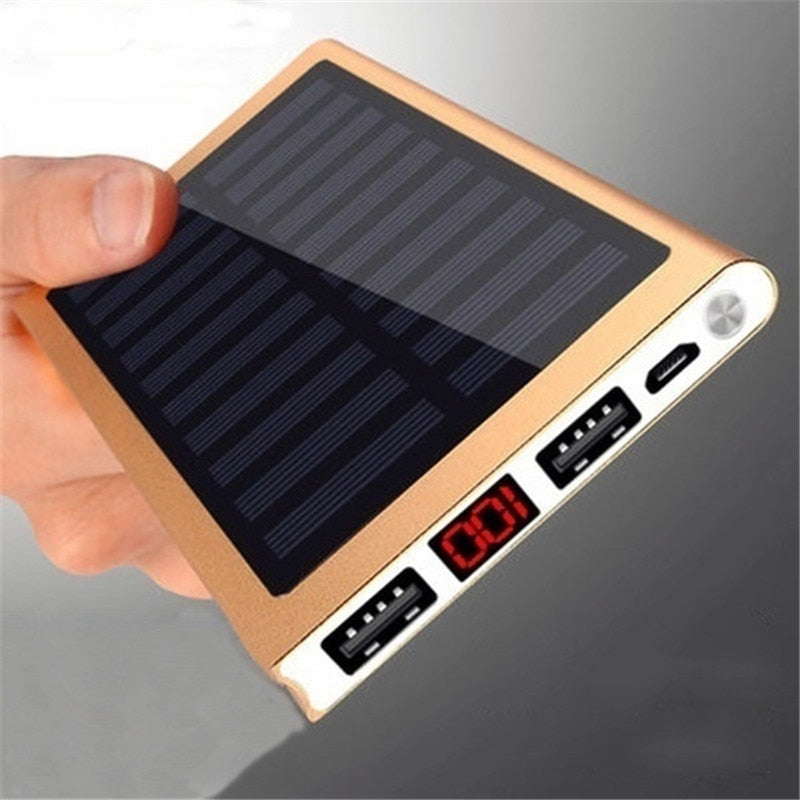 30000mAh Solar Power Bank Fast Charger 2 USB  External Battery