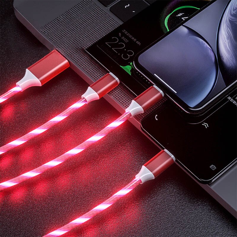 3 in 1 Cable USB Types Glow Flowing