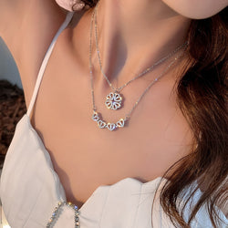 Luxurious Love Heart Four Leaf Clover Necklace