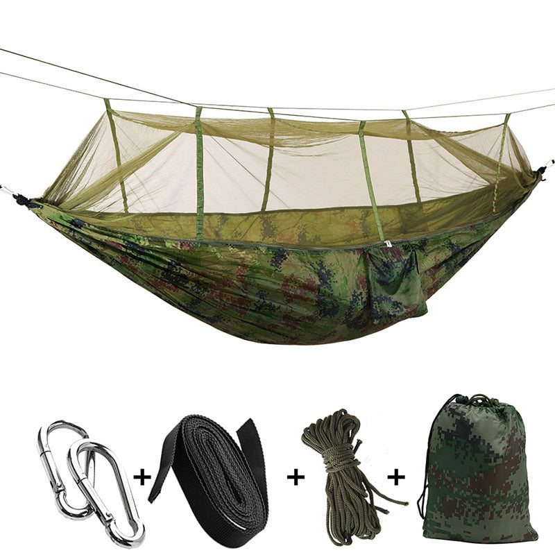 Camping/Garden Hammock with Mosquito Net Outdoor Furniture 1-2 Person Portable Hanging Bed Strength Parachute