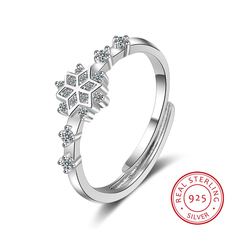 New 925 Sterling Silver Shiny Crystal Snowflake