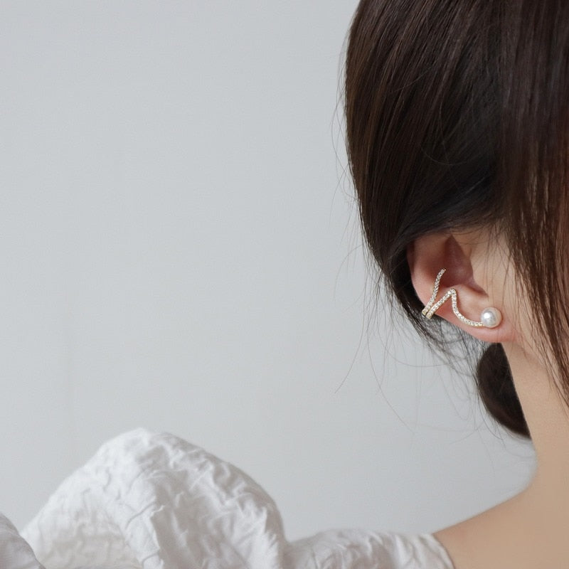 Pearl Bone Clip Earrings