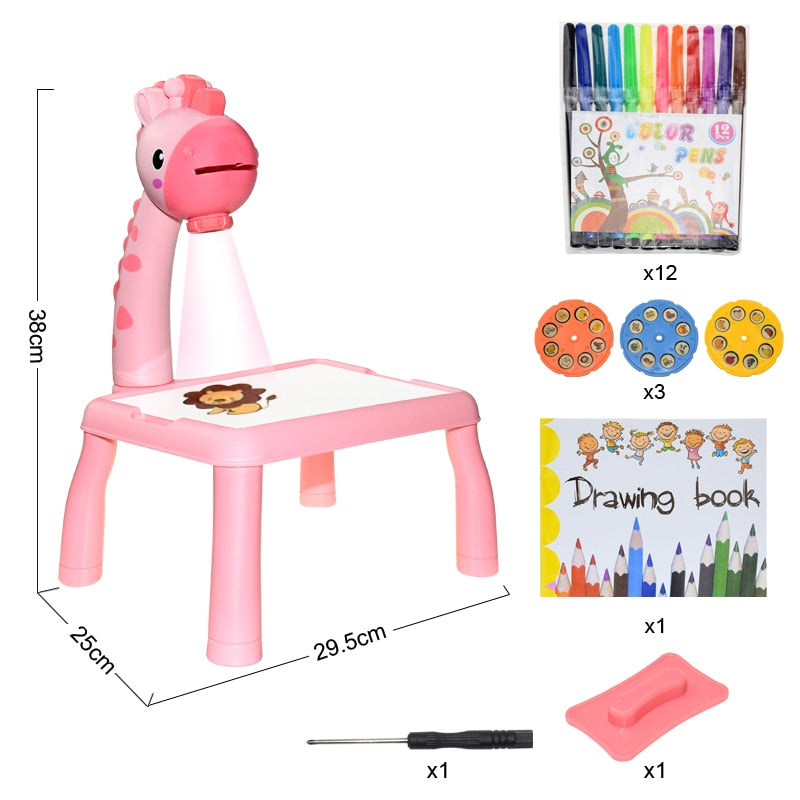 Children Led Projector Painting Art Drawing Table Light