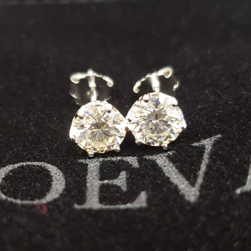 OEVAS Real 0.5 or 1 Carat D Color Moissanite Bridal Stud Earrings 100% 925 Sterling Silver