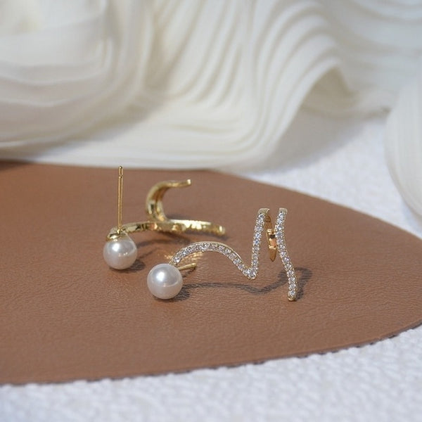 Pearl Bone Clip Earrings