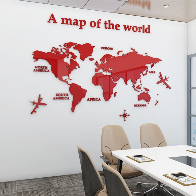 World Map Acrylic 3D Solid Crystal Bedroom Wall With Living Room Classroom Stickers Office Decoration Ideas