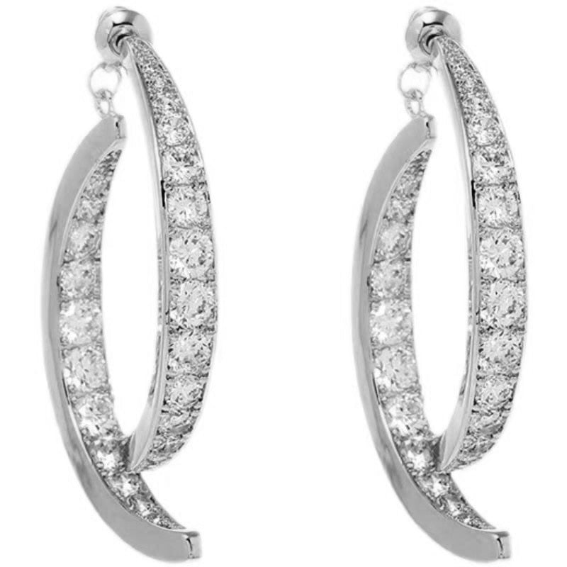 Trendy Cross Curved Crystal Earrings