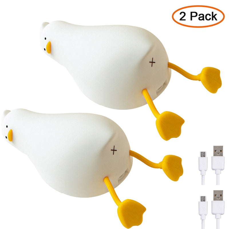 Duck Nightlights Led Night Light Rechargeable Cartoon Silicone Lamp Patting Switch Children Kid Bedroom Decoration Birthday Gift