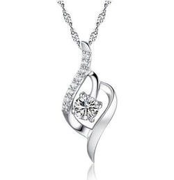 S925 Sterling Silver Necklace Pendant inlaid love Zircon Pendant