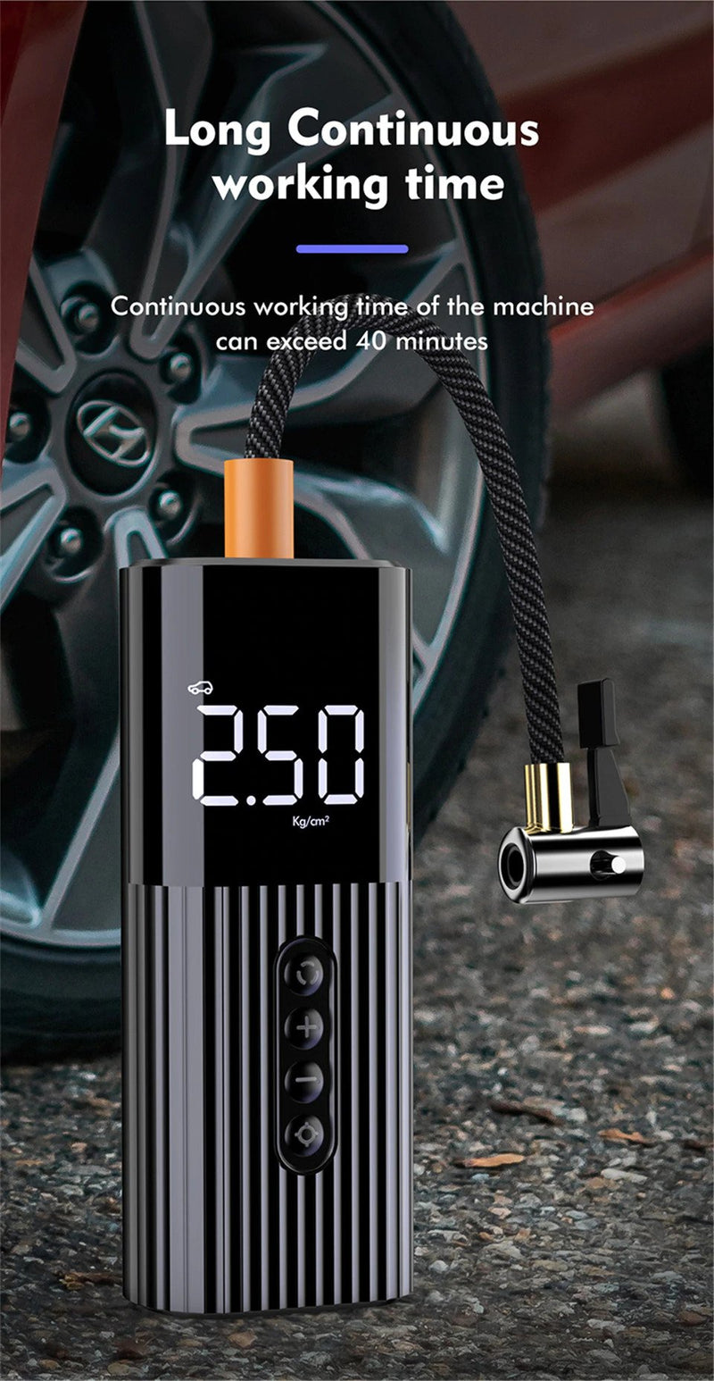 Mini Car/Bike/Motorcycles Air Pump Compressor Digital Wired 60W 12V LED w/Flash Light
