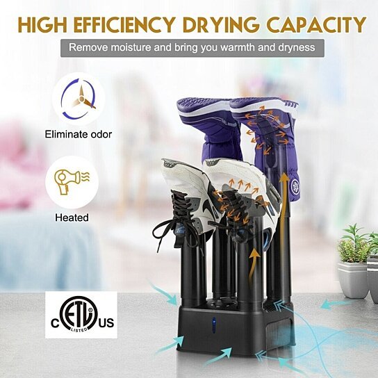 Prevent Odor Mold & Bacteria 4 Shoe Electric Dryer with Timer