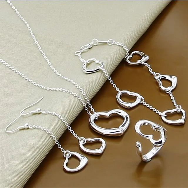 Elegant Heart Charm Silver Set