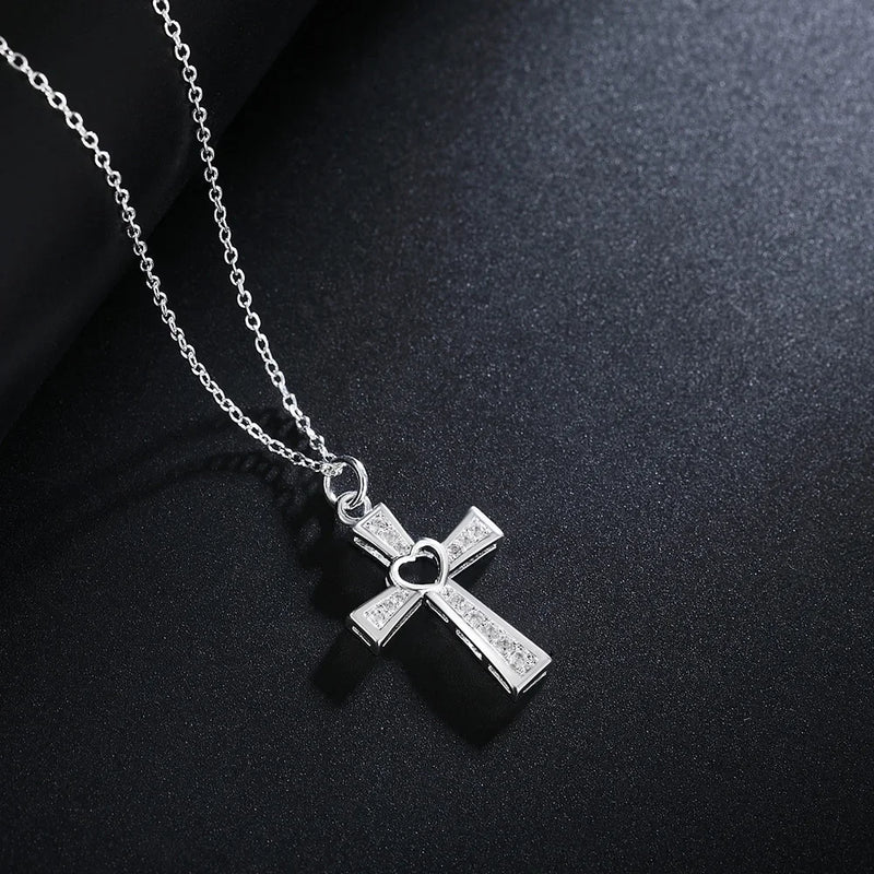 Elegance Unveiled Silver Cross Necklace