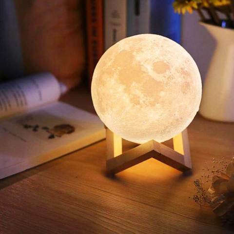 Moon lamp 3D Rechargeable 2 Color Tap Control lamp lights