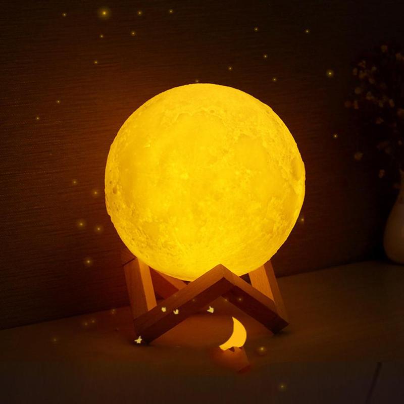 Moon lamp 3D Rechargeable 2 Color Tap Control lamp lights